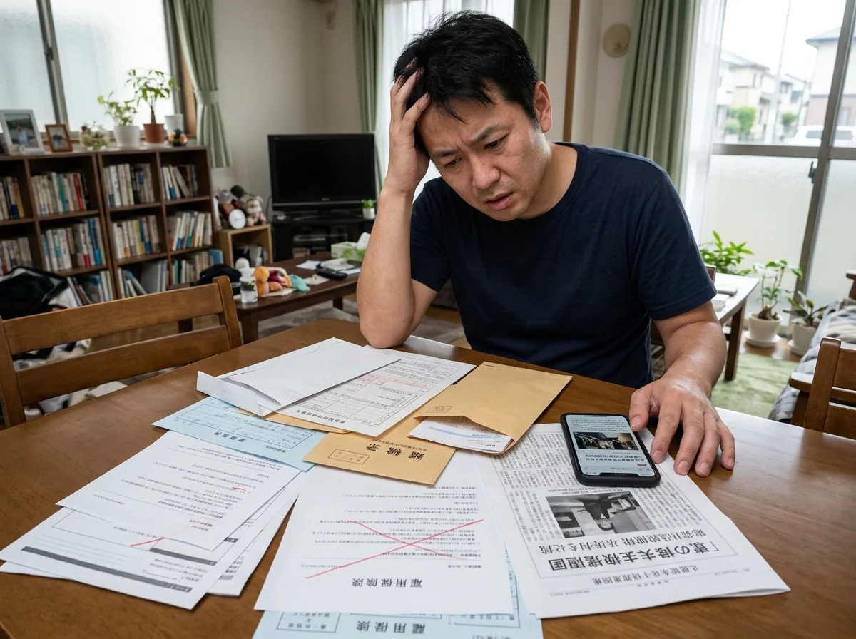 [シーン] 退職代行業者が逮捕された後、書類手続きが宙に浮いて困惑する利用者のイメージ