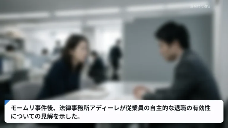 モームリ事件後、法律事務所アディーレが従業員の自主的な退職の有効性についての見解を示した。