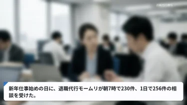 新年仕事始めの日に、退職代行モームリが朝7時で230件、1日で256件の相談を受けた。